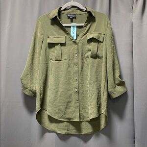 Fortune + Ivy Melody Button Down Shirt Olive - S